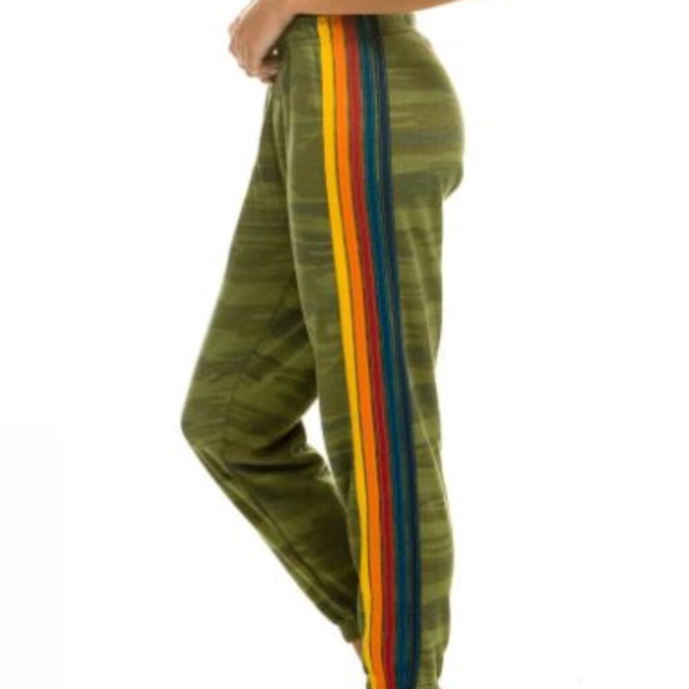 Aviator Nation 5 Stripe Sweatpants, Camo, Women's (M)
